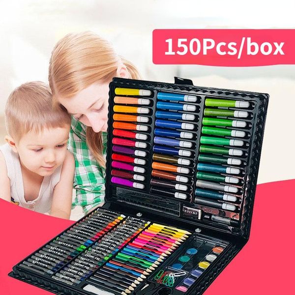 Markers 150 pièces/ensemble stylos de peinture ensemble de dessin Crayons Pastels à l'huile aquarelle stylo marqueurs crayon de couleur outils d'art pour garçons filles cadeau