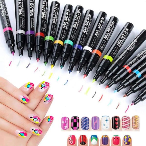 Markers 16 pièces 3d stylo de peinture à ongles pour Nail Art bricolage conception dessin peinture ongles Uv Gel vernis marqueur stylo décoration des ongles manucure des ongles