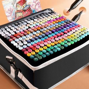 Markers 168 gekleurde markeerstift Alcohol viltstift Set Kunstbenodigdheden Marker Pen Tekening Set Manga Schetsen Alcohol Markers Manga Brush