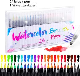 Markers 20/24/48 marqueurs aquarelle de couleur pour dessiner ensemble de stylos feutre pour enfants stylo pinceau de coloration à l'eau pour le lettrage fournitures d'art