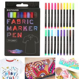 Markers 20 Kleuren Waterdicht Kleurvast Stof Textiel Markeerstift Permanente Kleur Voor DIY Kleding Art Graffiti Tekening Schilderen 230608