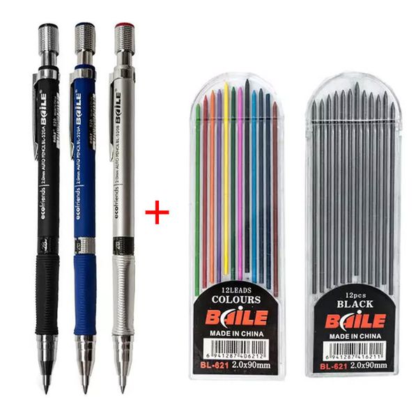 Marqueurs 20 mm Crayons Mécaniques Ensemble 2B Étudiant Automatique Graycolor Crayon Mines Stylos Scolaires Fournitures Bureau Kawaii Papeterie 230503