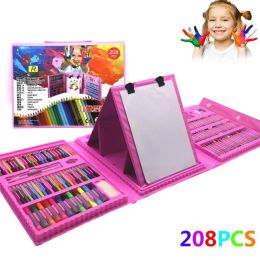 Markers 208 pièces/ensemble peinture dessin Art ensemble pinceaux marqueurs aquarelle couleur stylo aquarelle crayons Art fournitures enfants cadeau Anime