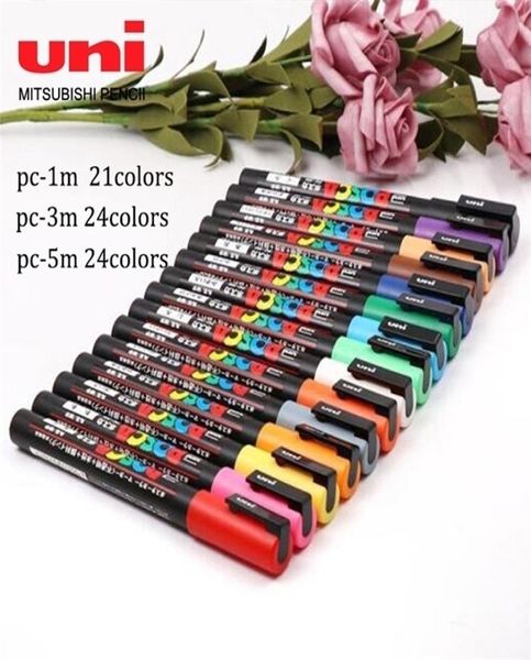 Marqueurs 2124 couleur japon UNI POSCA marqueur stylo PC3M1m5m publicité Graffiti papeterie surligneur acrylique peinture Art fournitures 22101682425