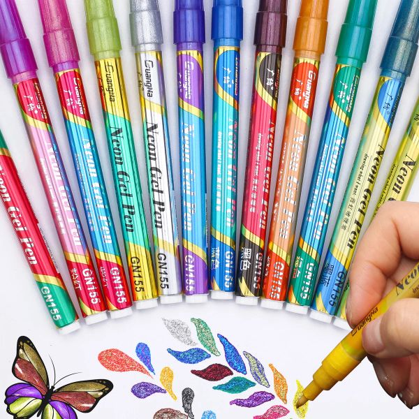 Markers 24 couleurs paillettes surligneur stylo marqueurs enfant Graffiti peinture stylo écriture dessin stylo Fluorescent bureau école papeterie