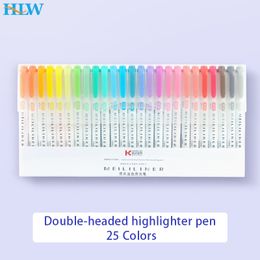 Markers 25 Kleuren Markeerstiften Pastel Markers Dual Tip Fluorescerende Pen Voor Kunst Tekenen Doodling Markering School Kantoorbenodigdheden 230807