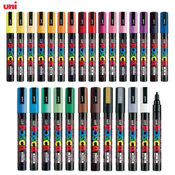 Rotuladores Juego de 28 colores Uni Posca PC5M Rotuladores de pintura acrílica Rotuladores Plumas de dibujo artístico de punta media no tóxica a base de agua para niños y niñas Rock