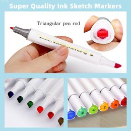 Markers 36/48/60/80 Kleuren Dual Tip Art Markers Pen Set Schetsen Alcohol Gebaseerde Vette pen Voor Kunstenaar Tekening Manga School Art Supplies