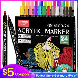 Marqueurs 36 couleurs marqueurs d'art stylos de peinture acrylique pinceau pointe ronde fabricant acrylique pour livre de coloriage adulte Art Rock peinture fabrication de cartes 230826
