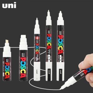 Markers 3pc Uni Poscas marqueurs ensemble, PC1M 3M 5M blanc acrylique rotulador permanent étanche graffiti marqueurs POP publicité affiche stylo