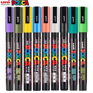 Marqueurs 44 Color Uni Posca PC-3M Marker de peinture 0,9-1,3 mm Bullet à points fins Graffiti Rock Paint Pen Acrylique Paint Marker Art SuppliesL2405