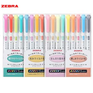 Markers 5 Kleuren Zebra MILDLINER Markeerstift Set Dubbele Kop Milde Liner Textmarker Hoogtepunten School Borstel Markers WKT7 230710