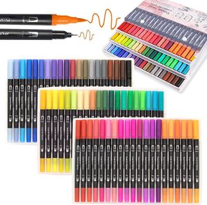 Marqueurs 60 couleurs doubles pointes pinceaux marqueurs d'art artiste fine et pointe pinceau stylos de couleur pour calligraphie dessin croquis enfants adultes 230803