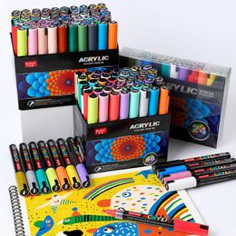 Markers 60 Kleuren Acryl Verf Pennen Set Borstel Marker Pen Rock Schilderen Steen Keramiek Glas Hout Canvas DIY Art graffiti Maken Benodigdheden 230605