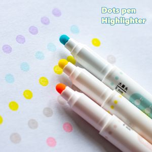 Marqueurs 6pcs Light Color Dot Surligneur Pen Set Double Face Fine Liner Spot Marker pour Dessin Peinture Bureau Fournitures Scolaires F279 230608