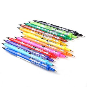 Markers 6 pièces pilote SCATM marqueur petit double tête stylo huileux Fine couleur noire marqueur peinture course ligne stylo étanche crochet ligne stylo