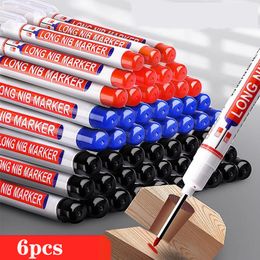 Markers 6pcsset 20 mm diep gat Lange NIB -kop voor metalen perforatiepen Waterdichte badkamer houtbewerkingsdecoratie multipurpose 230523