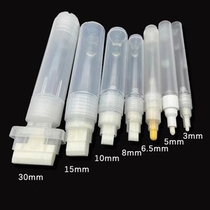 Markeringen 7 PCSSet Plastic lege penstang 3 mm 8 mm 10 mm 15 mm 30 mm vaten buis voor graffiti pen vloeibare krijt markers verfpen accessoires 230210