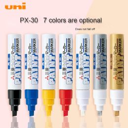 Markers 7 Kleur Japan UNI PX30 Verf Pen Dikke Woord Brede Touch Up Pen Notities Industriële Pen Schuine kop Dikke Vette Pen Permanente Marker