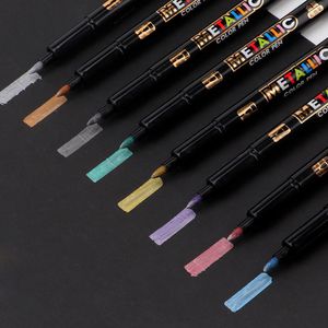 Marcadores 8pc set metalli color Pen Art Marker pincel pluma marca escribir papelería estudiante oficina escuela suministros caligrafía 230428