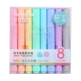 Marqueurs 8pcs Macaron pastel pastel fluorescent Pen Chisel Tip Highplighter Crayon Migron Candy Color Dessin Marker Set Set Student Gift