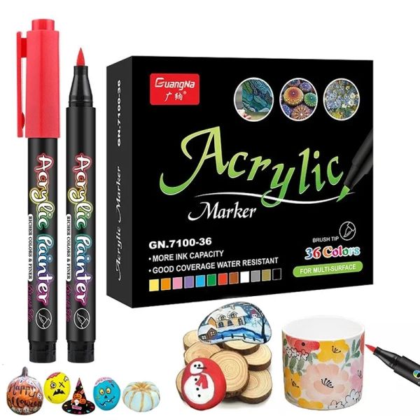 Markers Stylos de peinture acrylique stylos marqueurs ensemble bricolage peinture de roche pierre bois dessiné à la main Doodle compte à main dessin carte faisant marqueur stylo