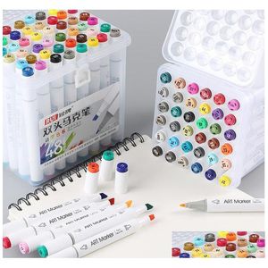 Markers Artify Dual Tip Alcohol Set - Perfect voor illustratie kleurplaten schetsen kaart maken Portable Case Inclusief drop levering o DH6SS