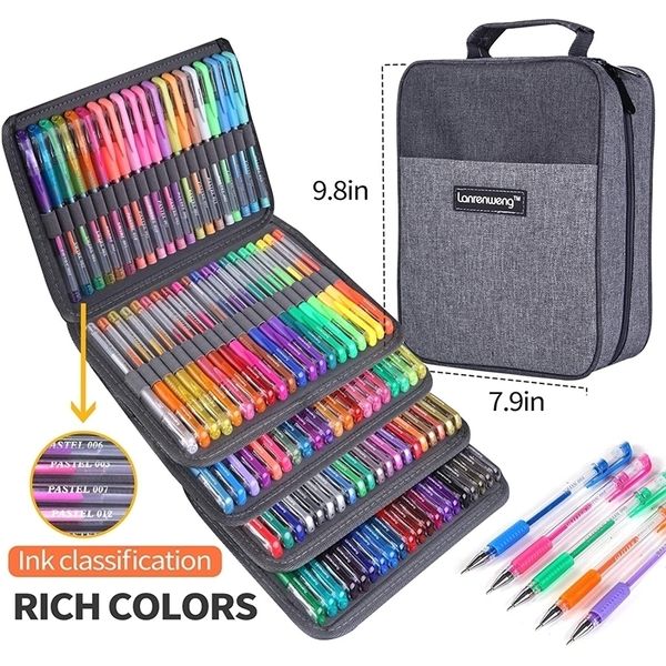 Marker, Weihnachtsgeschenke, Gelstifte-Set, 12/24, 100 farbige Stiftspitzen, glitzernd, mit Leinentasche, Malbücher für Kinder und Erwachsene, 220929