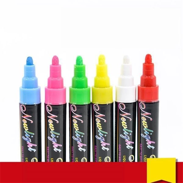 Marqueurs Effaçable Pop Pen Eau Borne Tableau Noir Stylo Tête Ronde Soluble Marqueur Fluorescent Sans Poussière Craie Note Numéro Couleur Brosse Liquide