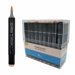 Rotuladores FINECOLOUR12/24/36, marca colorida de doble cabeza para dibujar, tono de piel, artista utilizado para pintar con pincel, juego de marcas, suministros escolares 230408