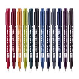 Marqueurs Finliner 0,5 mm Vintage 12 couleurs stylos Fineliner couleur ligne Fine ensemble marqueurs qualité coloré Art marqueur stylo Art peinture Fine