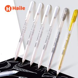 Markers Haile 12pcset White gelpen Hoogtepunt verfmarkering 08 mm Fijne tip Navulstang voor studententekening Art Writing Supplies 230503