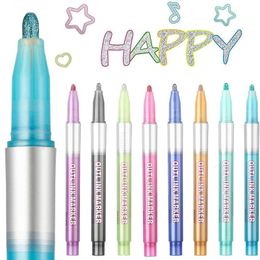 Markers Haile 8 Color Kerst Pen Highlighter Dubbele lijn Outline Art Marker S Bullet Diary Poster Card Diy Painting Schrijven 230503