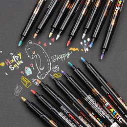 Markers Haile 8 Color Metallic Water Paint Metal Fabric Marker Pen Diy Ceramic Graffiti Drawing Craftwork Color Art Stationery 230503