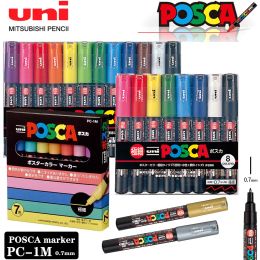 Marcadores Japón UNI POSCA Rotulador PC1M Set POP Poster Graffiti Publicidad Pintura Trazo Pintado a mano Suministros de arte Papelería Colores