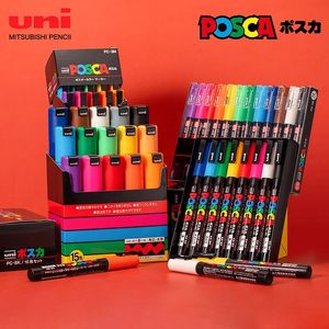 Marqueurs Japon UNI à base d'eau POSCA série marqueur stylo peinture Graffiti POP affiche publicité marqueur stylo PC-3M 15/7/8 couleur ensemble 231030