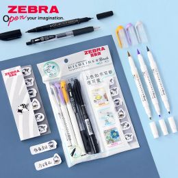Marqueurs Japonais ZEBRA JJ15 stylo gel les étudiants utilisent WFT8 stylo marqueur fluorescent doux pointe souple stylo noir compte à main illustration remplir colo