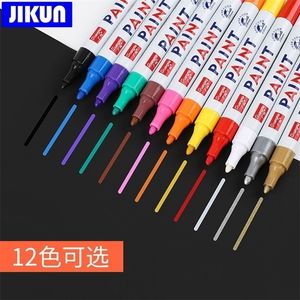 Markers JIKUN 12pcs Tire Paint Graffiti Pens Permanent Art For Rock Metal Glass Pebble Waterproof Oil Marker 221030