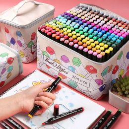 Markers Markers 30/40/80 Color Sketch Art Marker Pen Dubbele tips Alcoholmarkers Borstel Pennen voor kunstenaar Manga Markers Art Supplies School