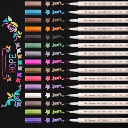 Markers Metallic Marker Pennen 15 Kleur Zachte Borstel Tip Art Markers Glans Glitter Schilderen Pen Kaart Maken DIY Fotoalbum Schroot boeken