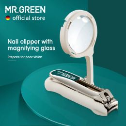 Marqueurs Mr.Green Nail Clipper avec grossesse loupe pour une mauvaise vision en acier inoxydable sans outils de manucure