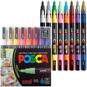 Marqueurs Uni Posca – ensemble de stylos à peinture acrylique, 7/16 couleurs, PC1M, PC3M, PC5M, pointe Fine réversible, pointes pour fournitures artistiques, marqueur de tissu