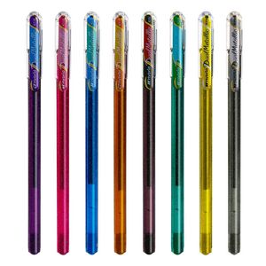 Rotuladores Pentel Hybrid Dual Metallic Liquid Gel Roller Pen Glitter Art Marker Paquete de 8 bolígrafos en 16 colores metálicos brillantes