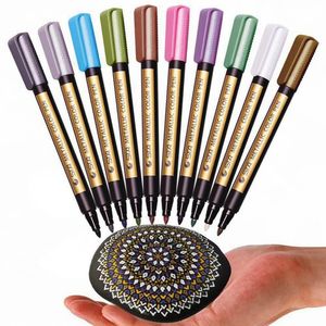 Marqueurs STA 10 couleurs stylo métallique ensemble de marqueurs permanents marqueur de peinture colorée pour verre roches carte céramique CD bricolage Scrapbooking stylo acrylique 230826