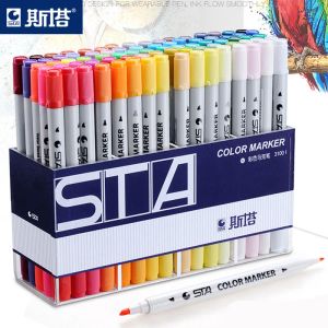 Markers STA24/36/48/80 Kleur Kunstenaar Aquarel Markeerstift Dubbelkoppige Comic Hook Line Pen Kunst Schilderij Verf Zachte Borstel Kunst Briefpapier