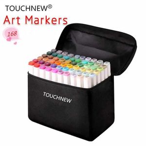 Markers touchnew 1 kleurrijke single art markering pen schetsen pen alcohol gebaseerd markering dubbele kop manga borstel artsl2405