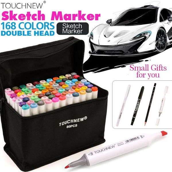 Marqueurs TouchNew 30/40/60/80 COLOR MARKER D'art Définissez Dual Tips Markers Based Basé pour le dessin artisr Design Marker Strame Supplies