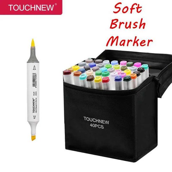 Marqueurs TouchNew Marking Pen Set Soft Brush Marking Double Tips 1 Couleur Animation Art Féniture Manga Sketting Art SuppliesL2405