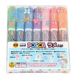 Marcadores Uni Mitsubishi Posca Pc1m Marcador de pintura Pluma de escritura Punta extrafina 0,7 mm 7 colores / juego