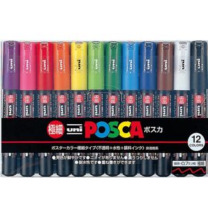 Markers uni Posca verf marker pen fijn punt 8 12 kleuren pc 1m voor rots mok keramische glazen houtstof metaal schilderen